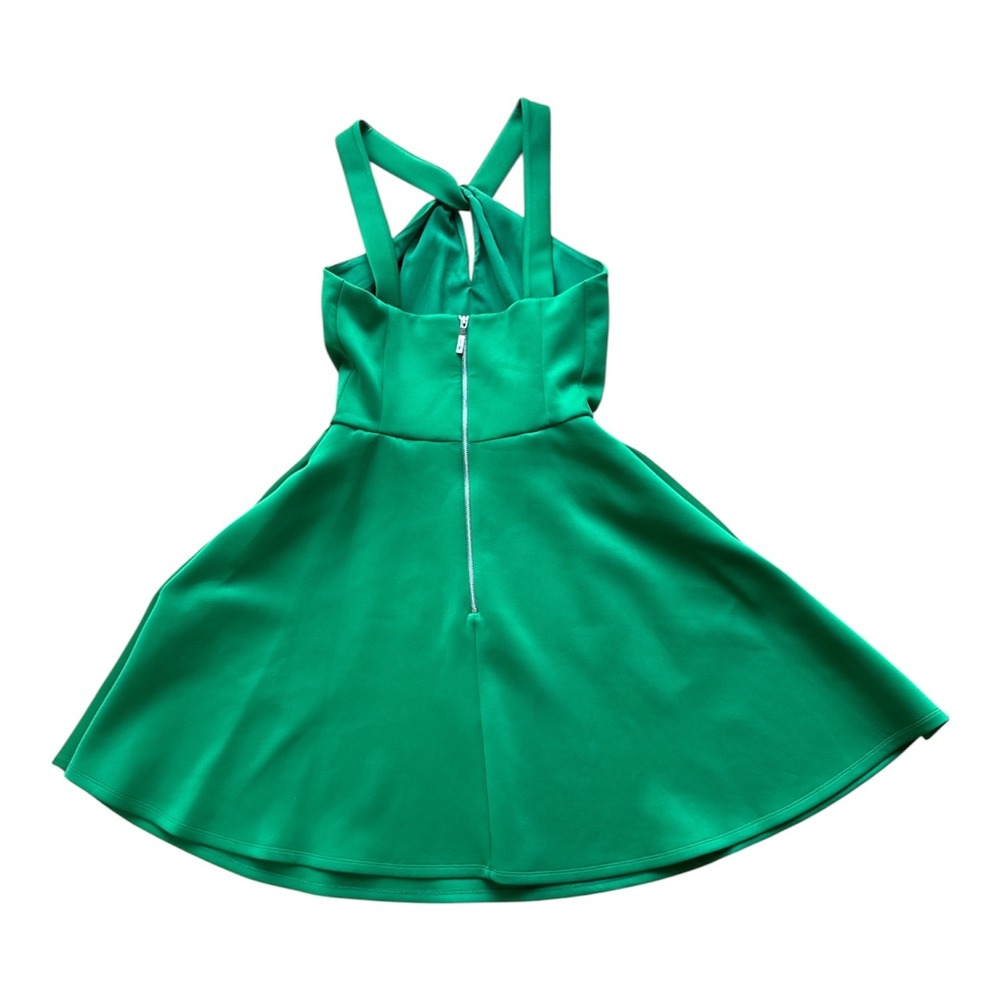 Ted Baker London Green Skater Dress Halter Knot Front Fit Flare Size 3 - Picture 3 of 7